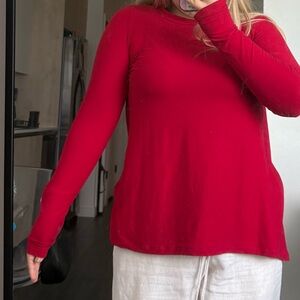 Bobeau Vibrant Red Long Sleeve Top